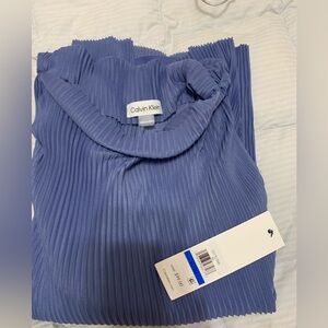 Calvin Klein blue Pleated tunic top oversized workwear XL blouse